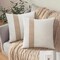 Farmhouse Decorative Throw Pillow Covers 18x18 Set of 2, Boho Modern Accent Square Pillow Covers Beige and Khaki Striped Patchwork Linen Cushion Cover for Couch Sofa Chair Bedroom Home